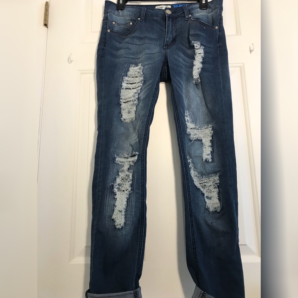 Ripped blue boyfriend jeans